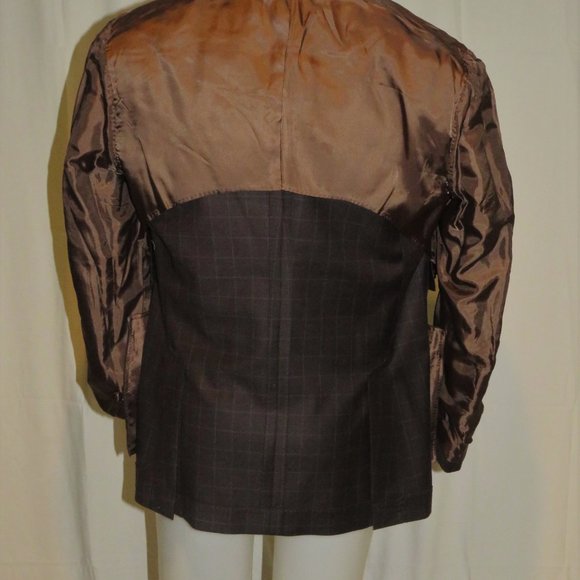 Brunello Cucinelli Brown Flannel Windowpane Double Breasted Blazer 40 NWT $2995 - Picture 10 of 12